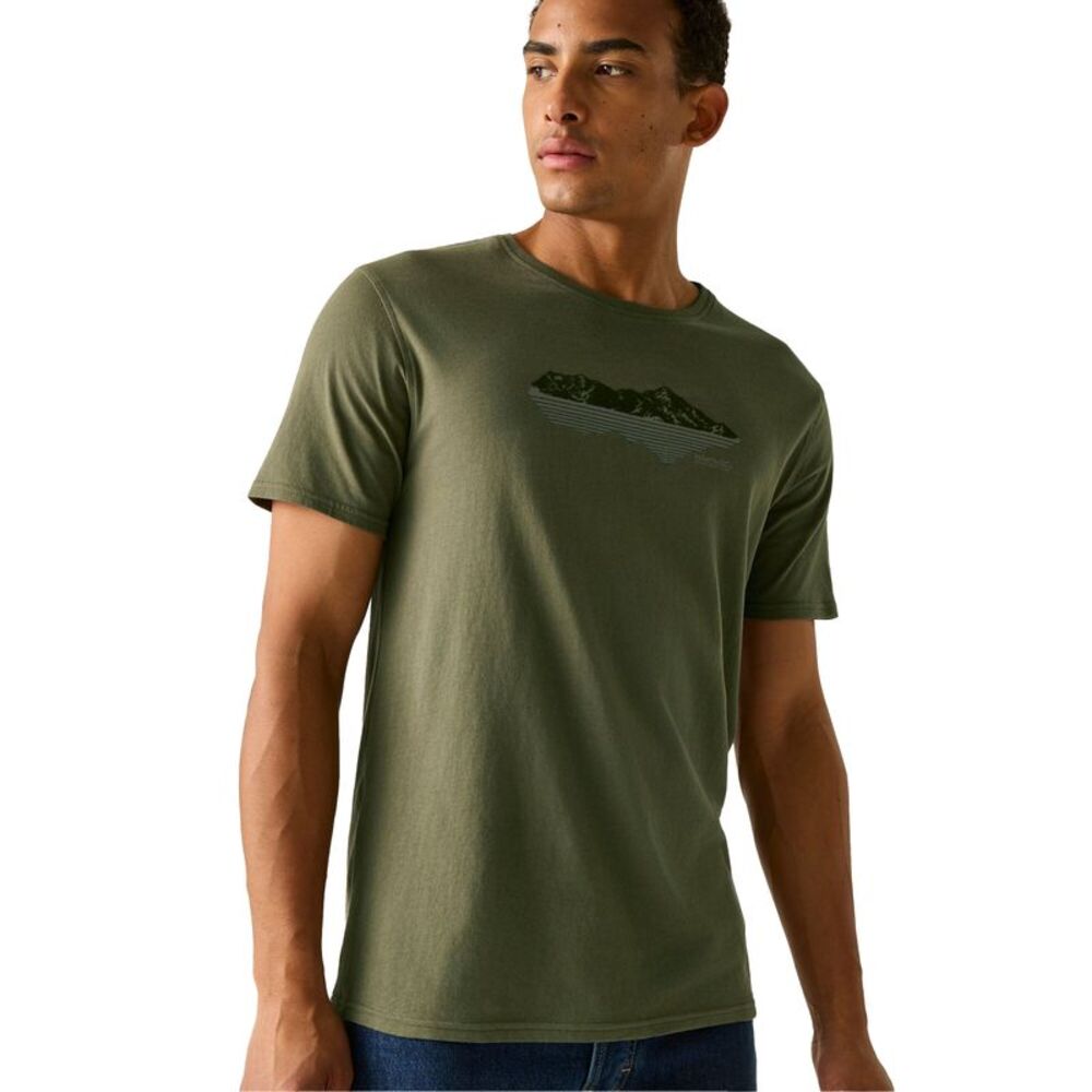 Regatta Mens Cline IX Mountain Reflection T-Shirt / Dark Khaki